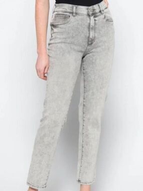 DL1961 Slim High Rise Vintage Grey Denim Acid Wash Jeans Size 32 90s Aesthetic